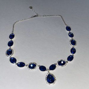 Women  Necklace Silver Tone Jewelry Dark blue